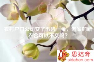 农村户口公司交了五险一金，老家的新农合可以不交吗？