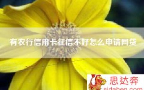 有农行信用卡征信不好怎么申请网贷