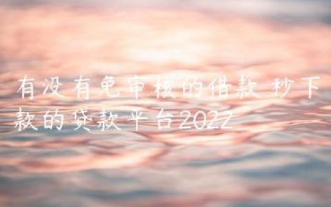 有没有免审核的借款 秒下款的贷款平台2022