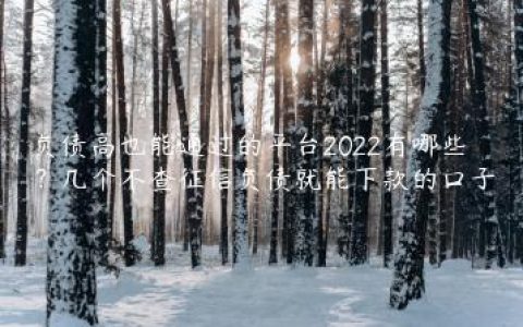 负债高也能通过的平台2022有哪些？几个不查征信负债就能下款的口子