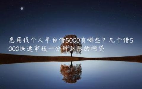 急用钱个人平台借5000有哪些？几个借5000快速审核一分钟到账的网贷