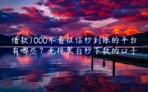 借款1000不看征信秒到账的平台有哪些？无视黑白秒下款的口子