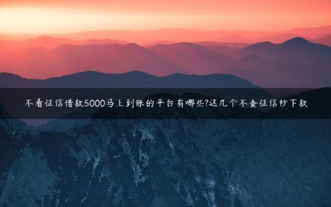 不看征信借款5000马上到账的平台有哪些?这几个不查征信秒下款