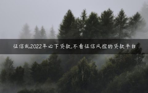 征信乱2022年必下贷款,不看征信风控的贷款平台