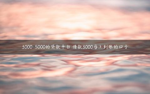 3000-5000的贷款平台 借款3000马上到账的口子