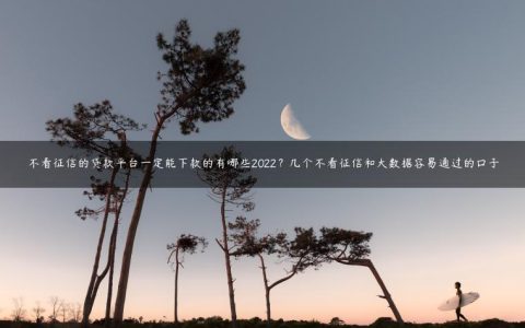 不看征信的贷款平台一定能下款的有哪些2022？几个不看征信和大数据容易通过的口子