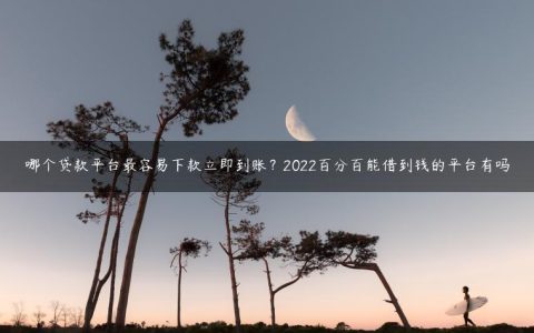 哪个贷款平台最容易下款立即到账？2022百分百能借到钱的平台有吗