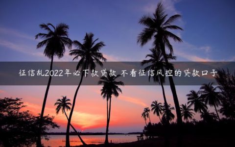 征信乱2022年必下款贷款 不看征信风控的贷款口子