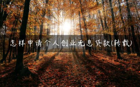 怎样申请个人创业无息贷款(转载)