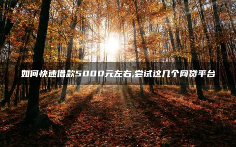 如何快速借款5000元左右,尝试这几个网贷平台