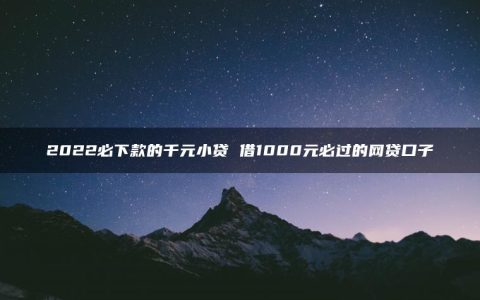 2022必下款的千元小贷 借1000元必过的网贷口子