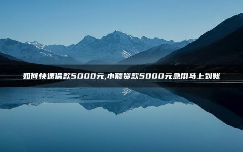 如何快速借款5000元,小额贷款5000元急用马上到账