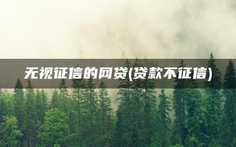 无视征信的网贷(贷款不征信)