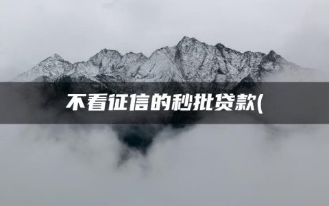 不看征信的秒批贷款(借钱秒到账app不需要审核)