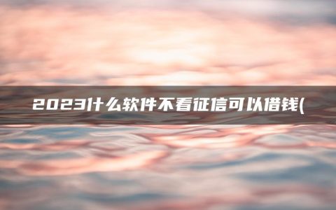 2023什么软件不看征信可以借钱(征信不好怎么贷款)