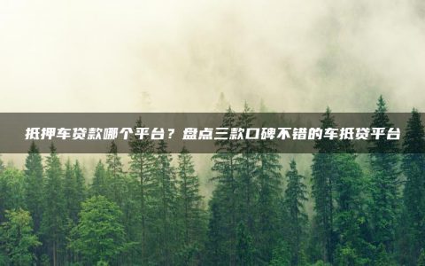 抵押车贷款哪个平台？盘点三款口碑不错的车抵贷平台