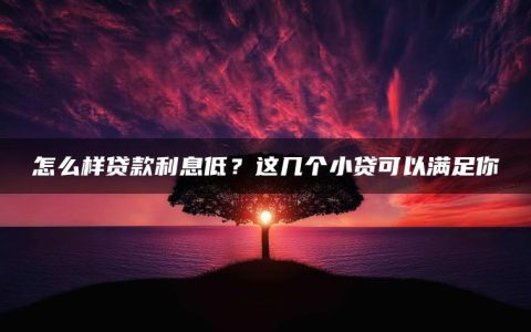 怎么样贷款利息低？这几个小贷可以满足你