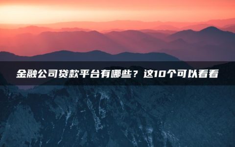 金融公司贷款平台有哪些？这10个可以看看