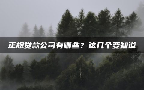 正规贷款公司有哪些？这几个要知道