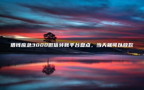 借钱应急3000微信转账平台盘点，当天就可以放款