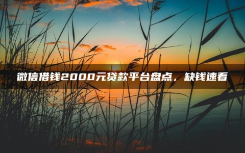 微信借钱2000元贷款平台盘点，缺钱速看