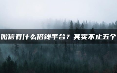 微信有什么借钱平台？其实不止五个