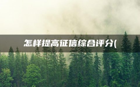 怎样提高征信综合评分(如何提高个人征信)