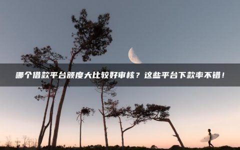 哪个借款平台额度大比较好审核？这些平台下款率不错！