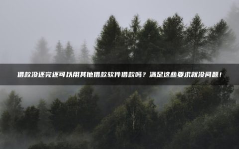 借款没还完还可以用其他借款软件借款吗？满足这些要求就没问题！