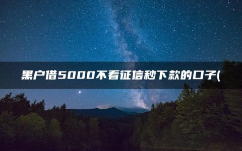 黑户借5000不看征信秒下款的口子(盘点黑户哪里能借到钱啊急用)