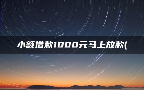 小额借款1000元马上放款(盘点小额借款3000马上到账的不看征信口子)