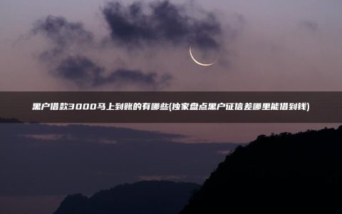 黑户借款3000马上到账的有哪些(独家盘点黑户征信差哪里能借到钱)